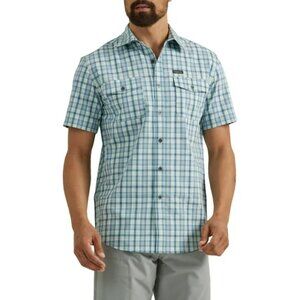 Wrangler Men’s Outdoor Utility Shirt – Short Sleeve, Moisture Wicking, Blue
